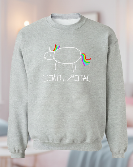 death metal unicorn crewneck sweater - lifestyle