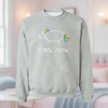 death metal unicorn crewneck sweater - lifestyle