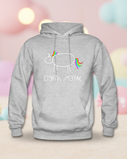 death metal unicorn pullover hoodie - lifestyle