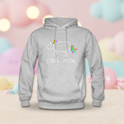 death metal unicorn pullover hoodie - lifestyle