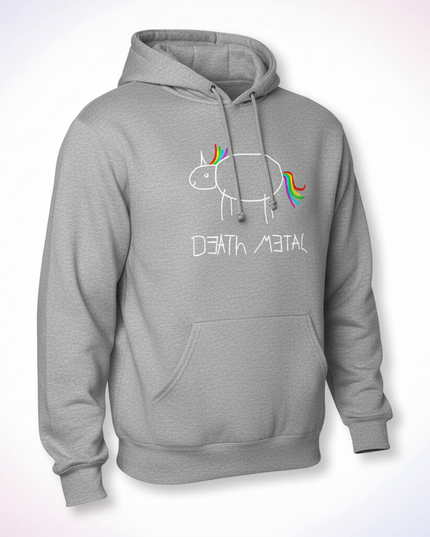 death metal unicorn pullover hoodie - white-bg