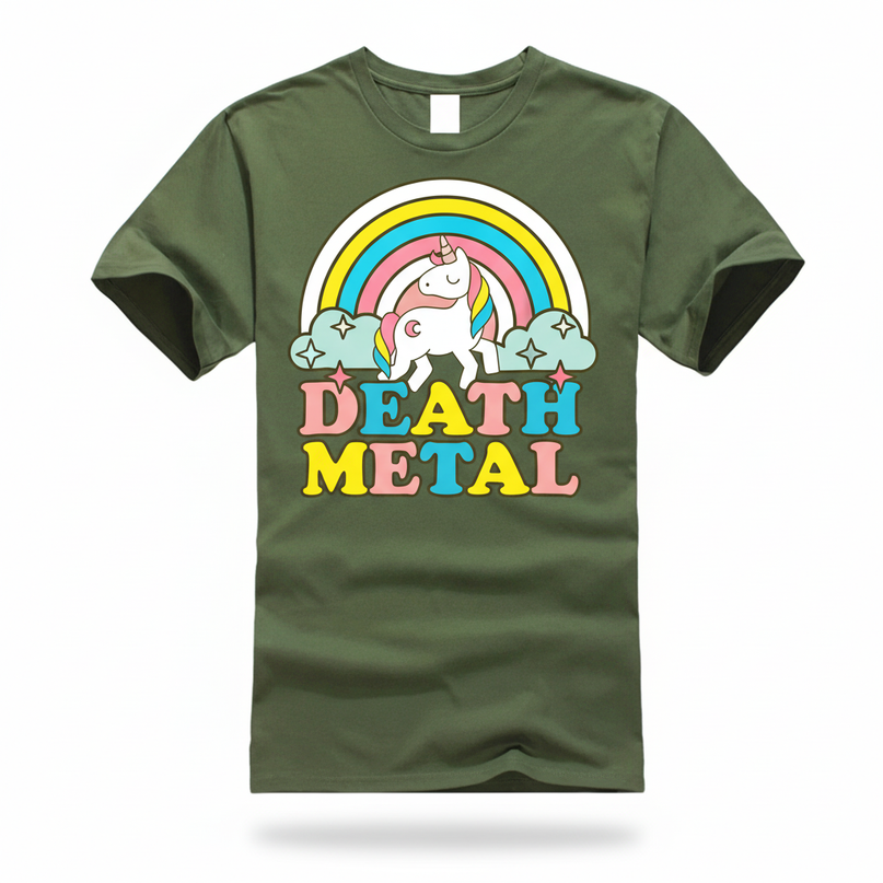 death metal unicorn t shirt - white-bg