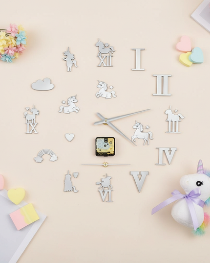 design unicorn clock - flat-lay
