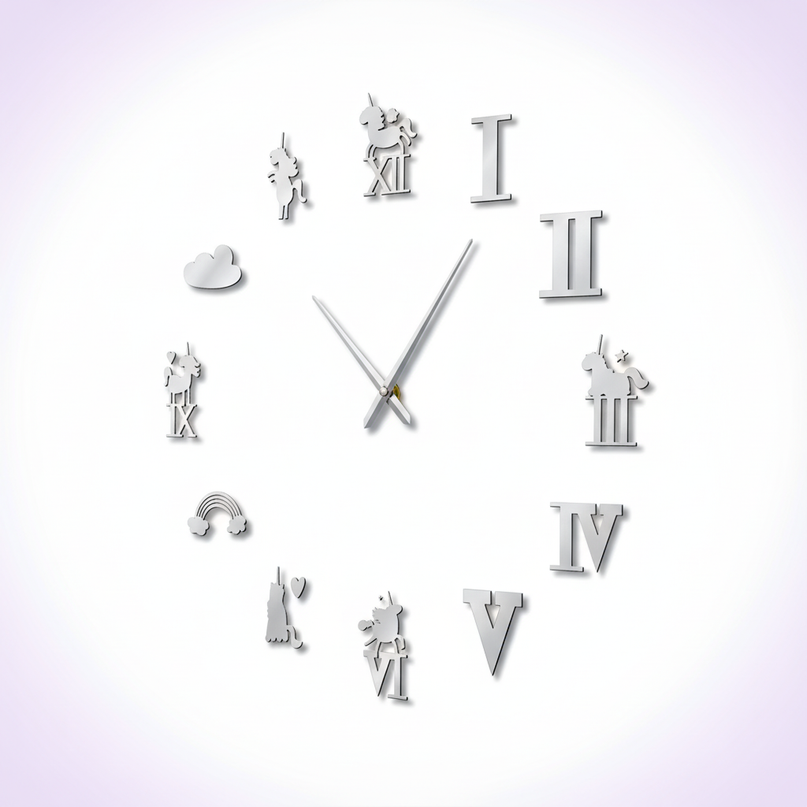 design unicorn clock - white-bg