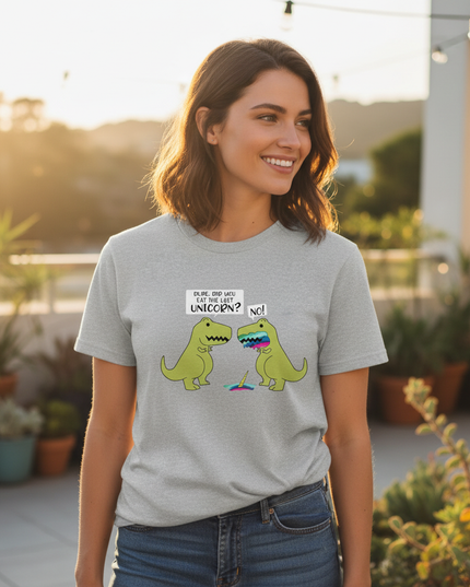 dinosaur ate unicorn shirt - in-use
