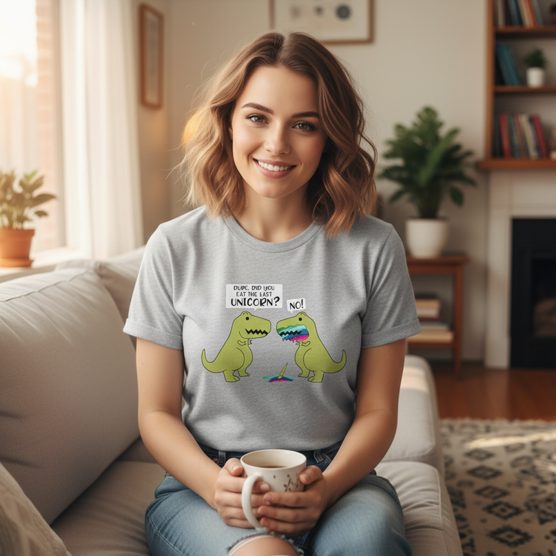 dinosaur ate unicorn shirt - lifestyle