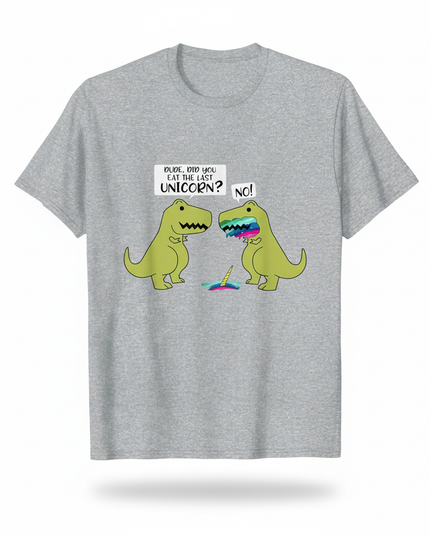 dinosaur ate unicorn shirt - white-bg