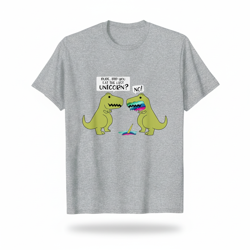 dinosaur ate unicorn shirt - white-bg