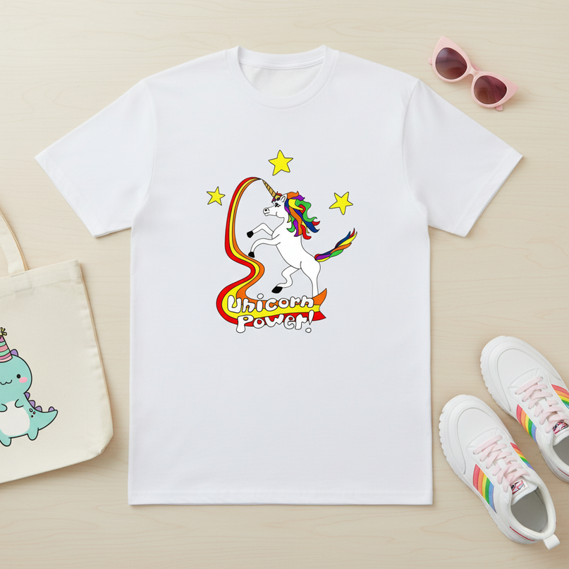 dinosaur unicorn shirt - flat-lay