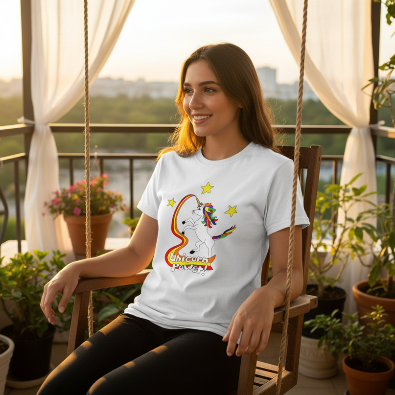 dinosaur unicorn shirt - in-use