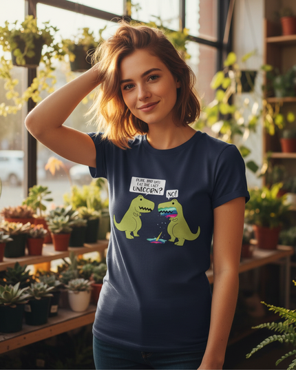dinosaur vs unicorn shirt - in-use