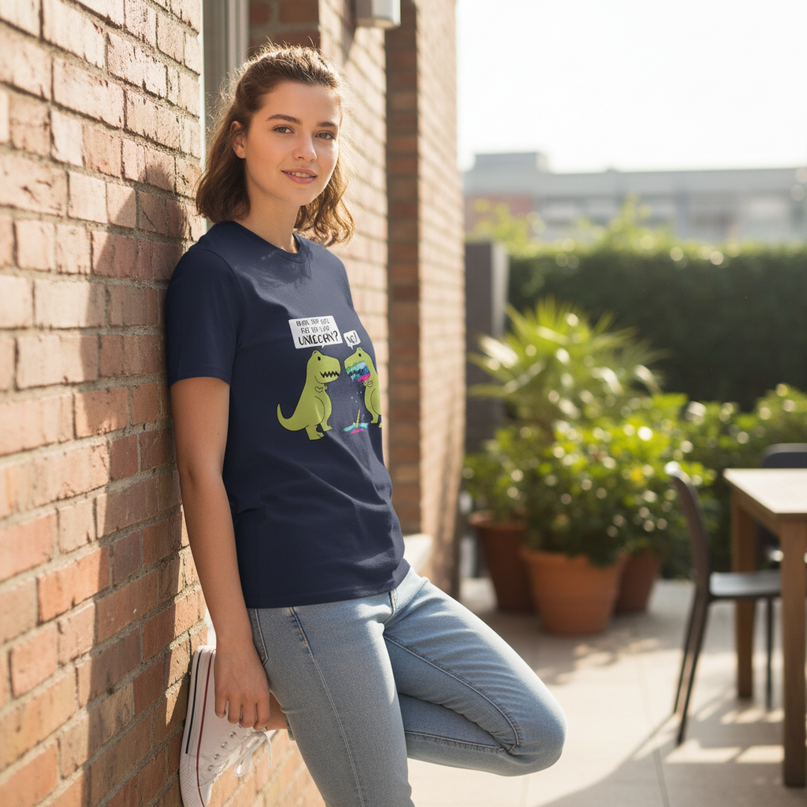 dinosaur vs unicorn shirt - lifestyle