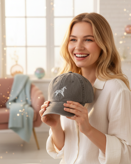 distressed unicorn cap - in-use