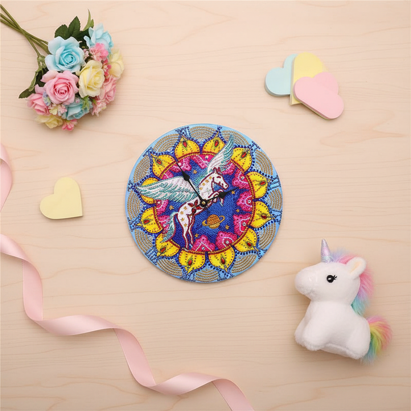diy unicorn clock - flat-lay