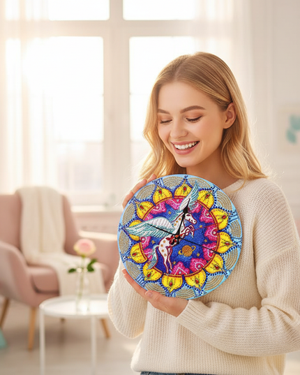 diy unicorn clock - in-use