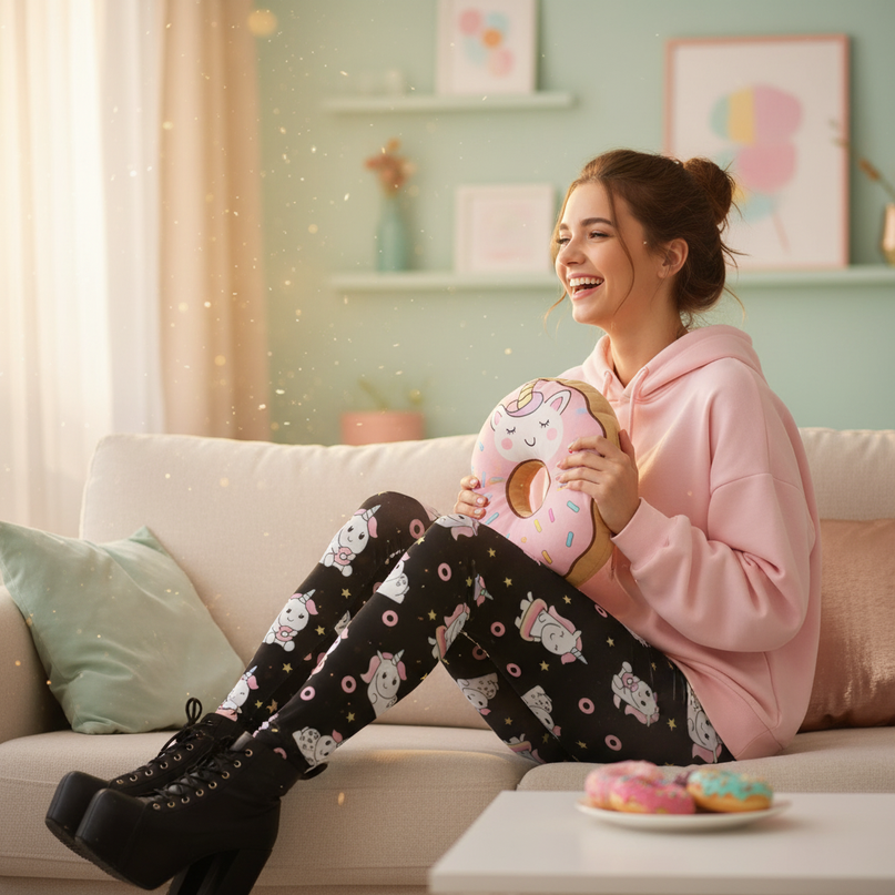donuts unicorn leggings - in-use