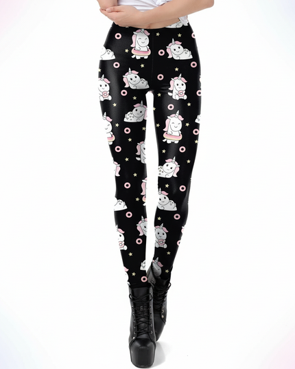 donuts unicorn leggings - white-bg