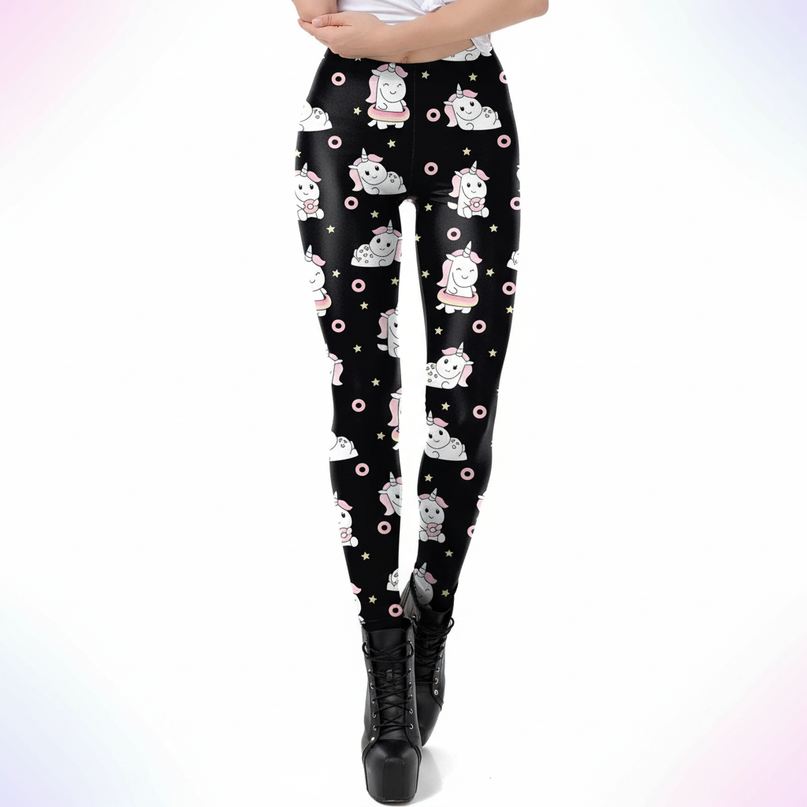 donuts unicorn leggings - white-bg