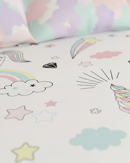 doodle unicorn bedding - detail