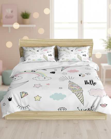 doodle unicorn bedding - lifestyle