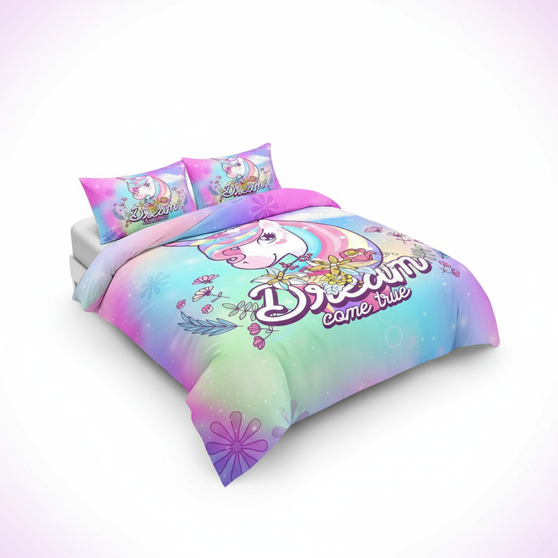 dream come true kawaii unicorn bedding - white-bg