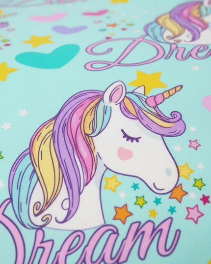 dream heart mint unicorn bedding - detail
