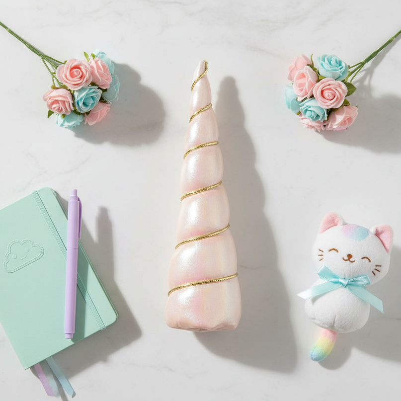 dreamy gold unicorn horn set - flat-lay