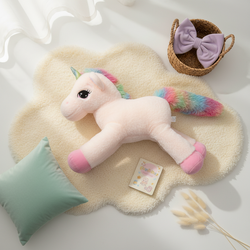 dreamy rainbow unicorn plush doll - flat-lay