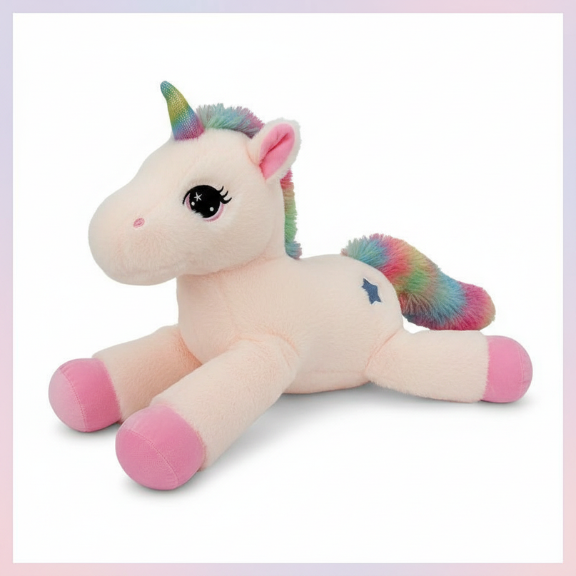 dreamy rainbow unicorn plush doll - white-bg