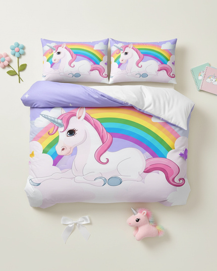 dreamy unicorn bedding - flat-lay