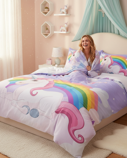 dreamy unicorn bedding - in-use