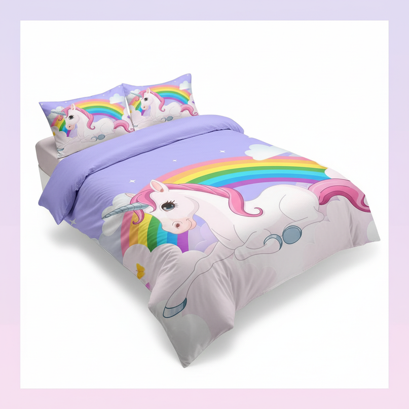 dreamy unicorn bedding - white-bg