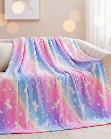 dreamy unicorn flannel blanket - lifestyle