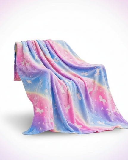 dreamy unicorn flannel blanket - white-bg
