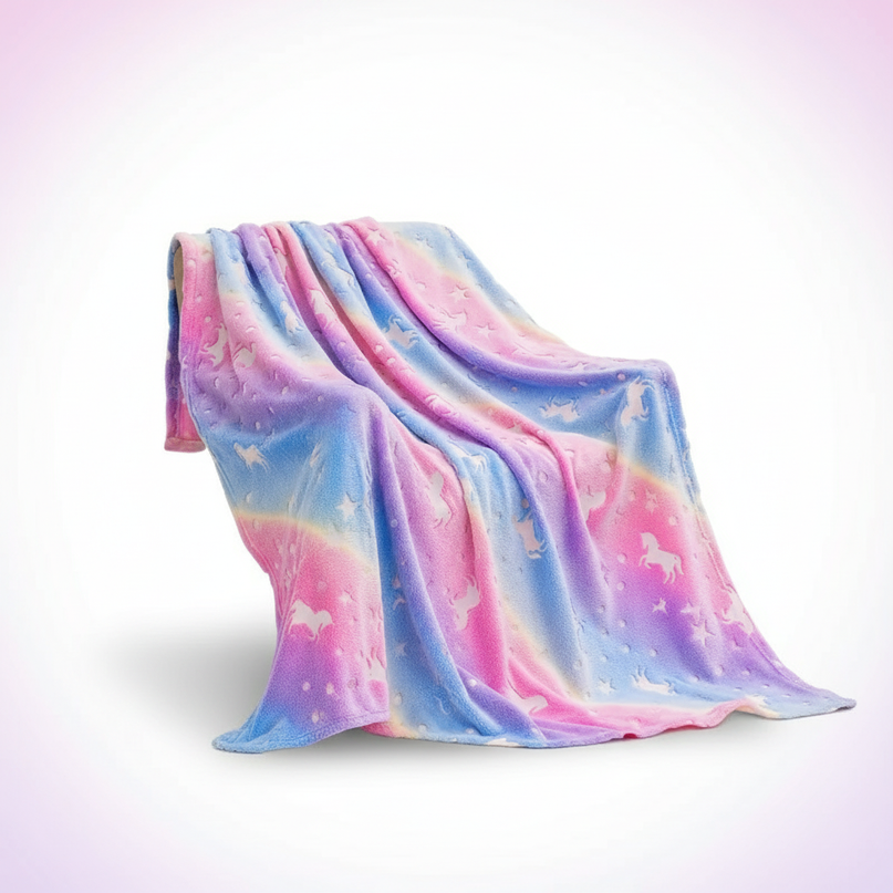 dreamy unicorn flannel blanket - white-bg