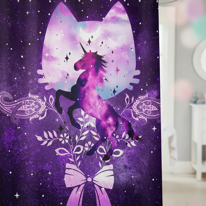 dreamy unicorn shower curtain - detail