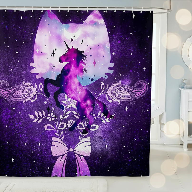 dreamy unicorn shower curtain - lifestyle