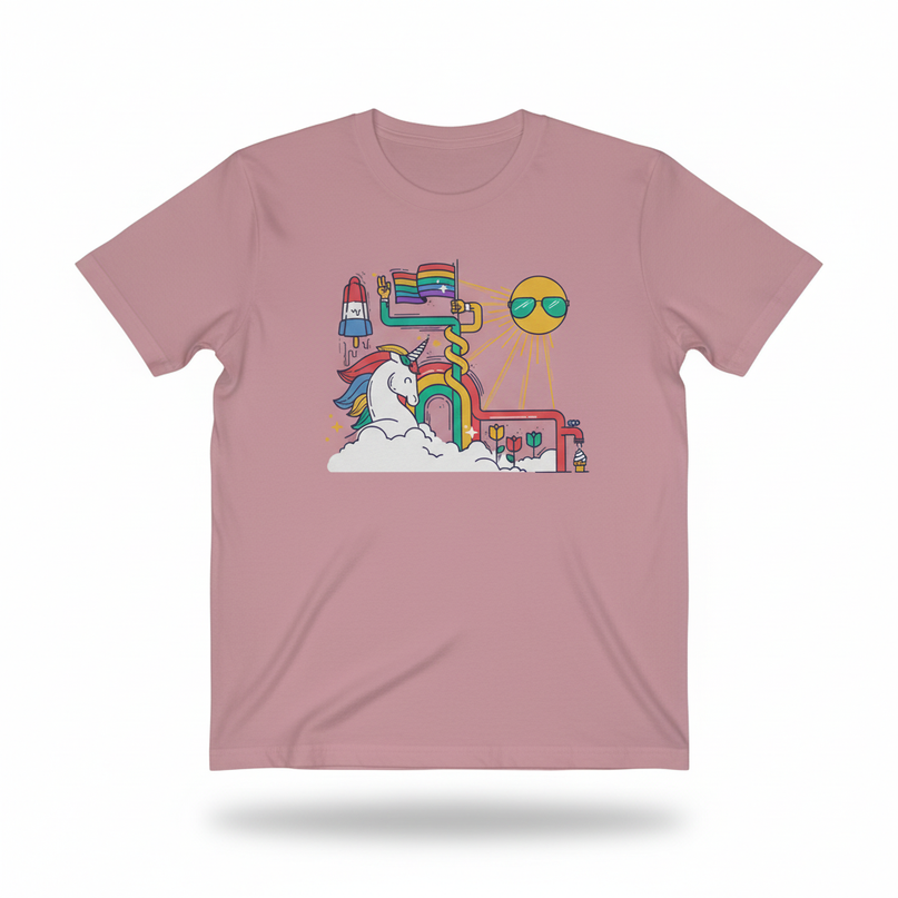 dusty pink unicorn shirt - white-bg