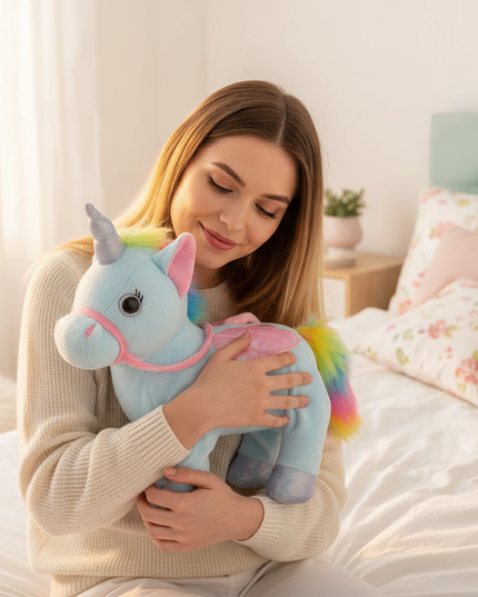 electric unicorn stuffed animal - in-use