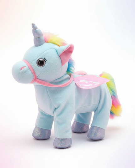 electric unicorn stuffed animal - white-bg