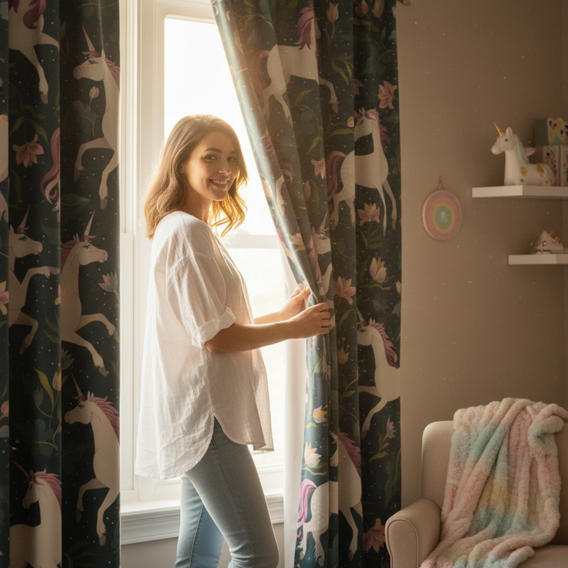 elegant unicorn curtains - in-use
