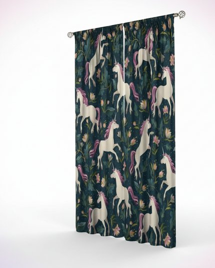 elegant unicorn curtains - white-bg
