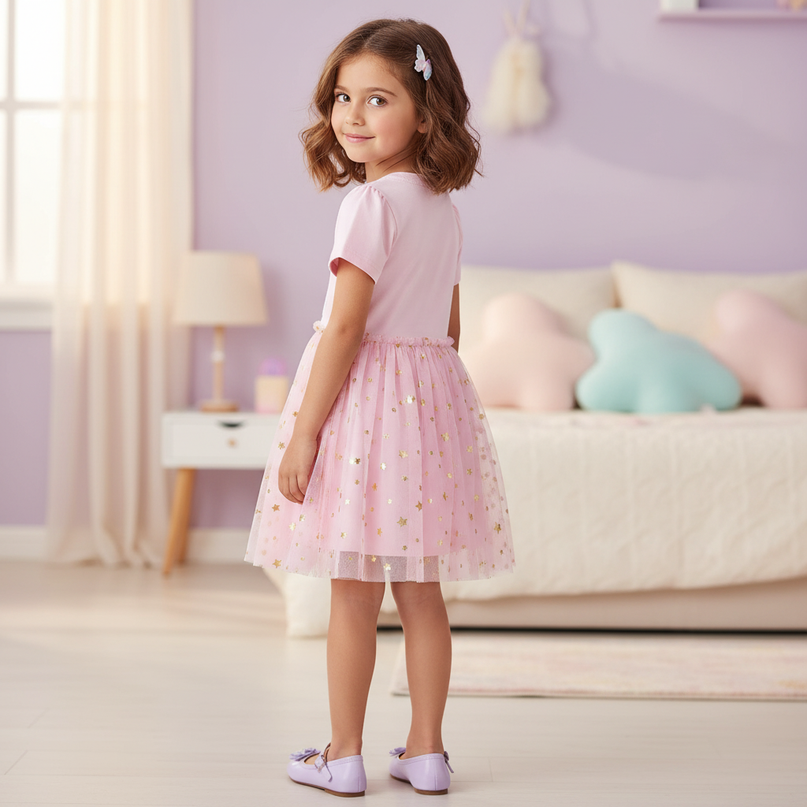 embroidered unicorn casual dress girls - back