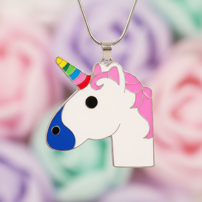 emoji unicorn necklace - detail