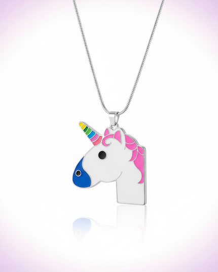 emoji unicorn necklace - white-bg