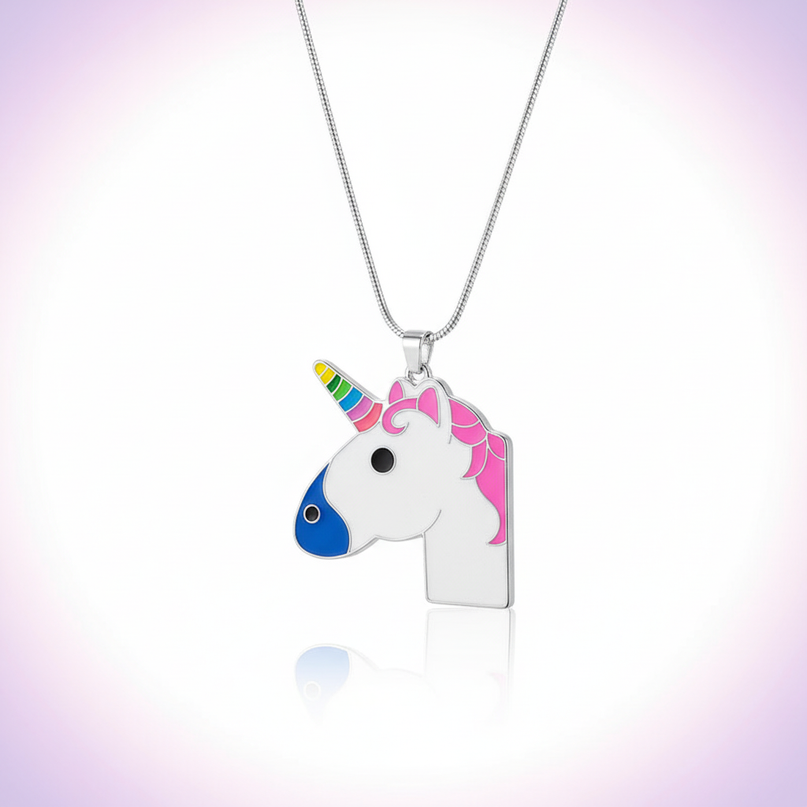 emoji unicorn necklace - white-bg