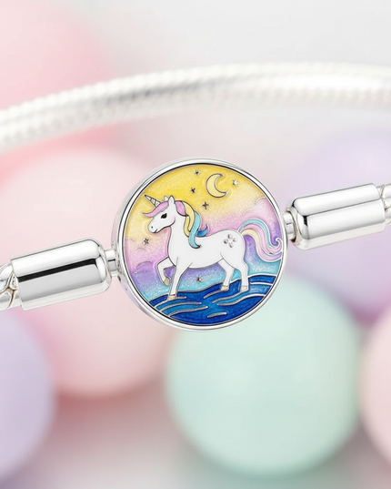 enamel unicorn bracelet - detail