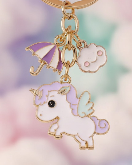 enamel unicorn keychain - detail