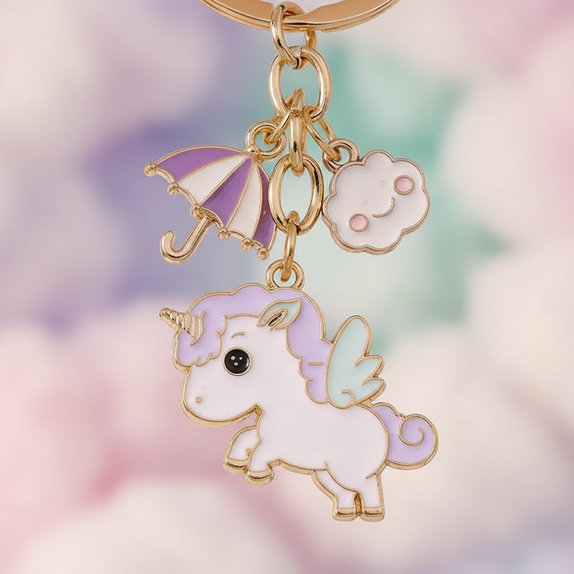 enamel unicorn keychain - detail