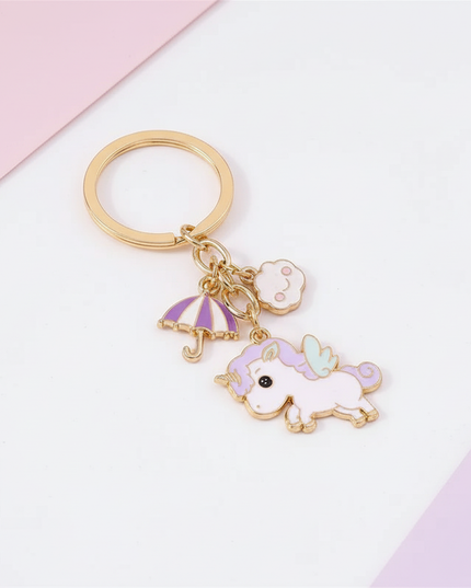 enamel unicorn keychain - white-bg
